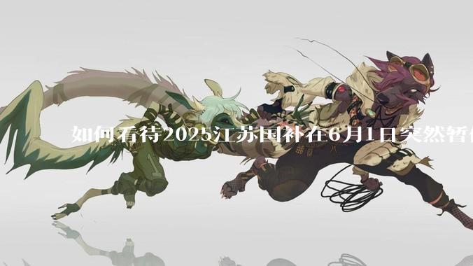 如何看待2025江苏国补在6月1日突然暂停下线？