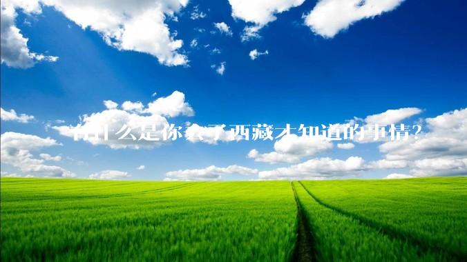 有什么是你去了西藏才知道的事情？